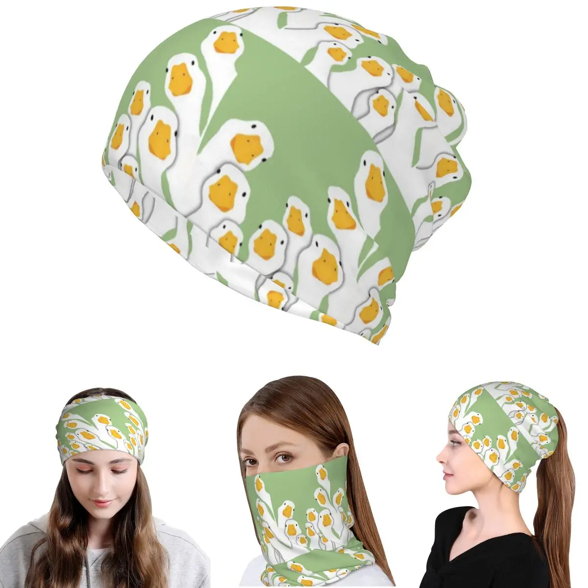 

Популярная мультяшная бандана-шарф с изображением гуся, многофункциональная повязка на голову, шапка-бини для мужчин и женщин, для взрослых, на все сезоны