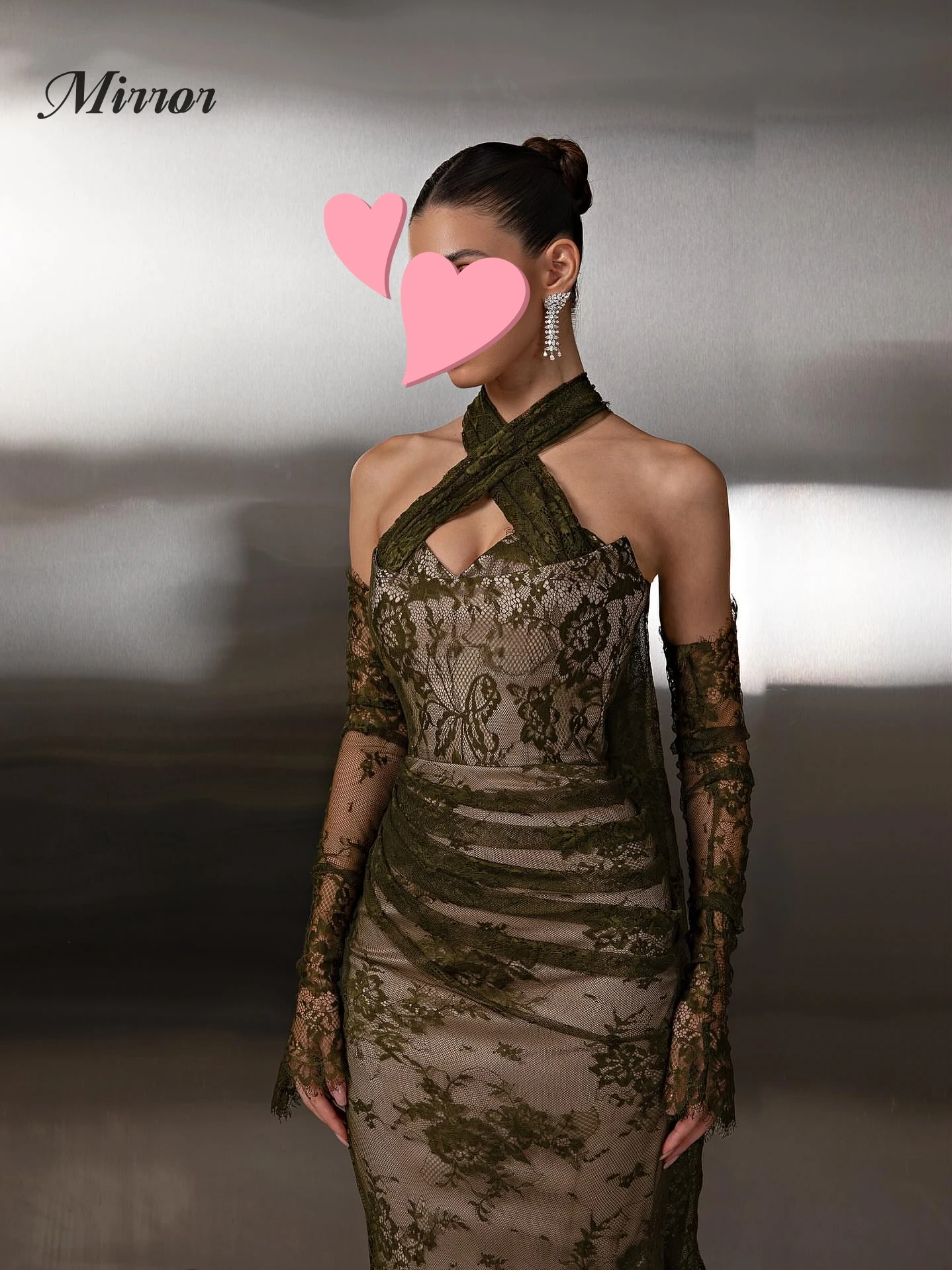 Mirror Dress Elegant Vintage Sweet Green Ruffle Lace Ribbon Stylish Customize Formal Occasion Prom Dress Evening Party Gowns