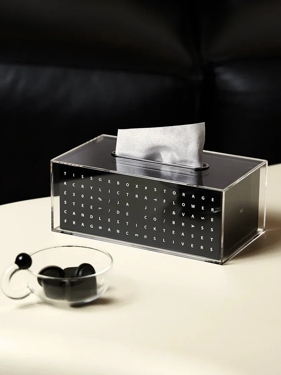 Black Acrylic Tissue Box, Dining Table Storage, Paper Drawer, Coffee Table, Tissue Set, Creative Decoration for Living Room