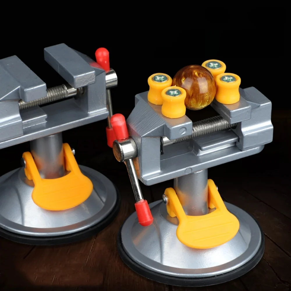 Mini Table Vise with Suction Base 360° Rotatable Heavy‑Duty Metal Bench Clamp Compact Desktop Vice Woodworking Metal Processing