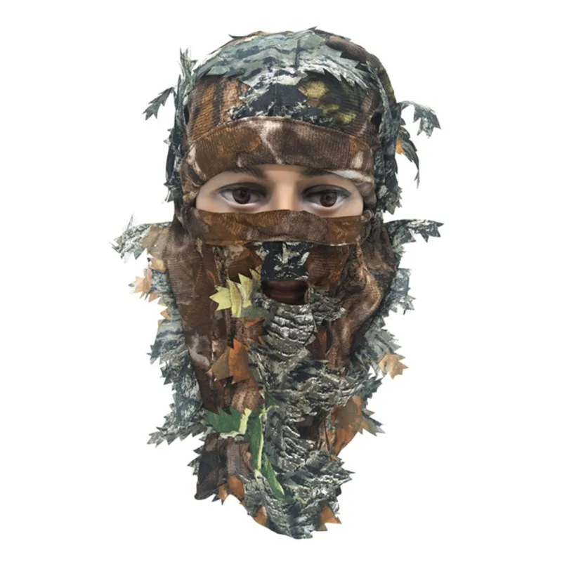 Balaclava camuflagem 3D para homens, máscara facial completa, boné de capuz de caça ao ar livre, capa para rosto, bandana, polainas para pescoço,