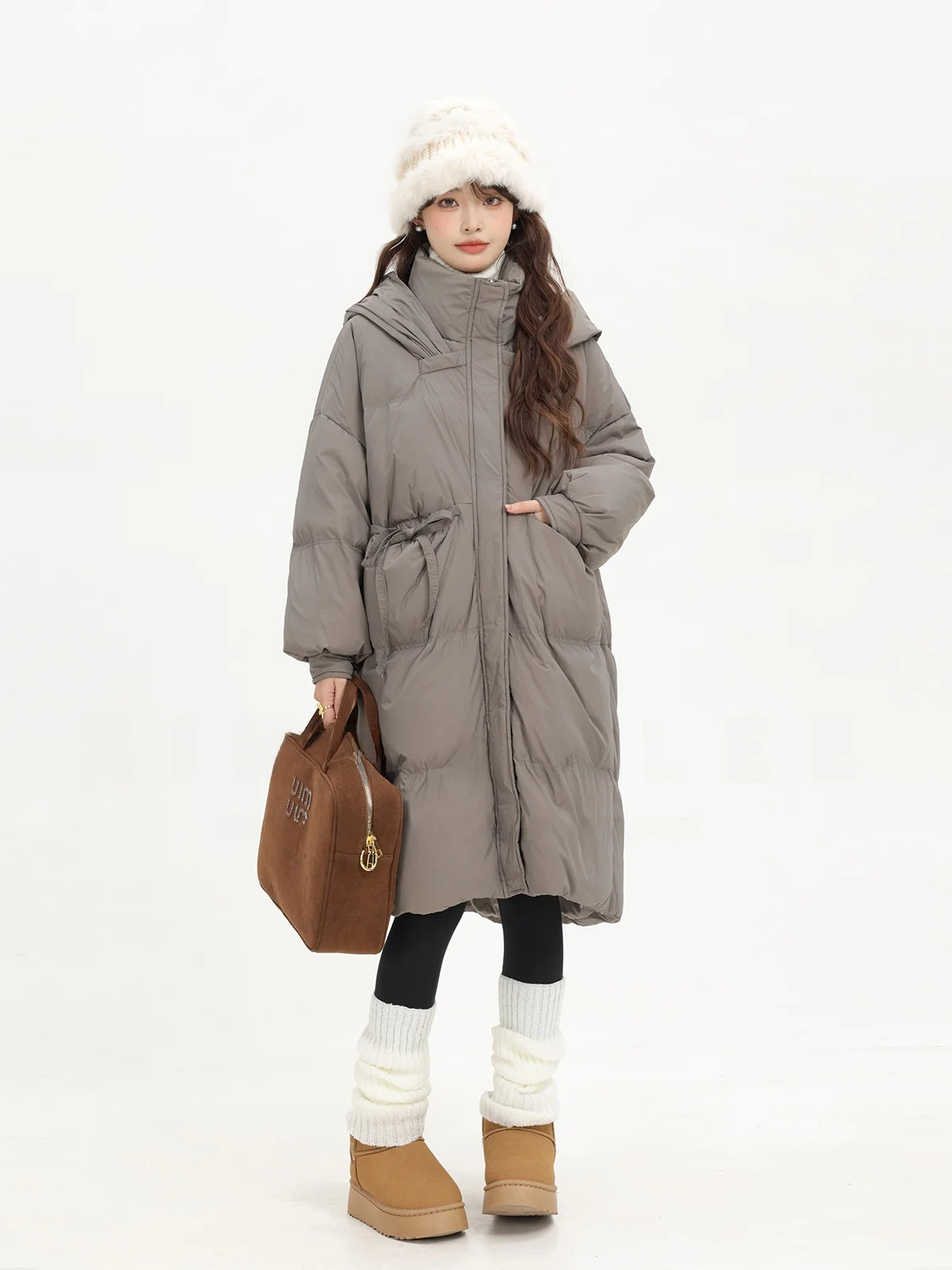 Xinmon Winter Warm Lightweight Hooded down Jacket Korean Style Versatile Mid-Length Cotton Coat Elegant Women's Fashion