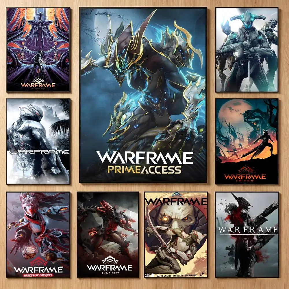 Sci-Fi Game W-Warframe Poster Classic Self-Adhesive PP Wall Sticker for Living Room Bar Decor Gift