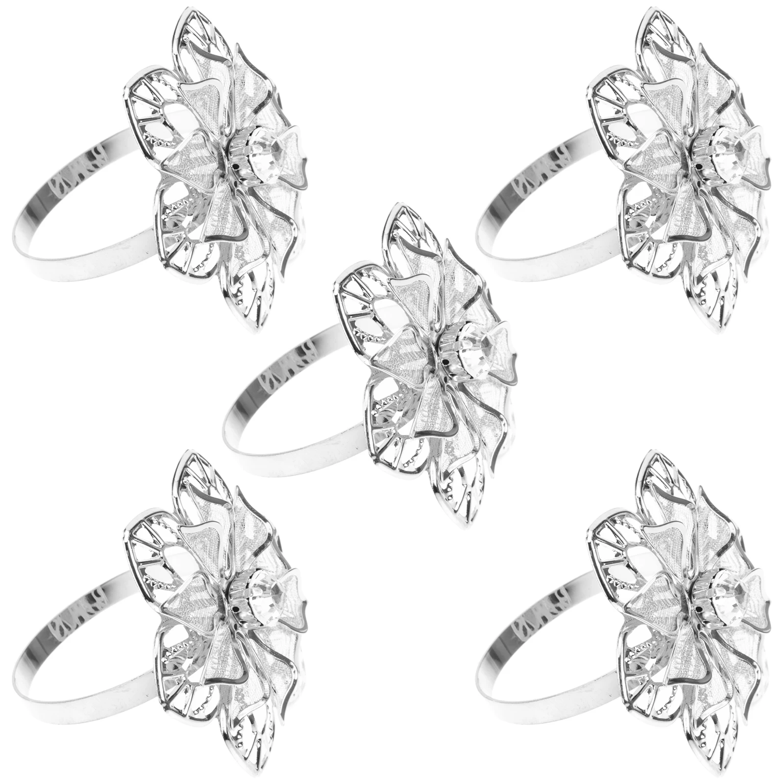 

10 Pcs Rhinestone Pearl Napkin Rings Elegant Flower Design Wedding Party Table Accessories Kitchen Bar Supplies