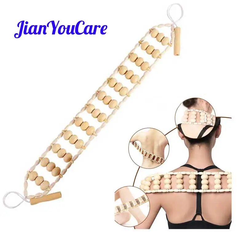 JianYouCare Wood Back Massage Roller Rope Cellulite Massager Back Neck Leg Multifunction Tools Fatigue Relief Lymphatic Drainage