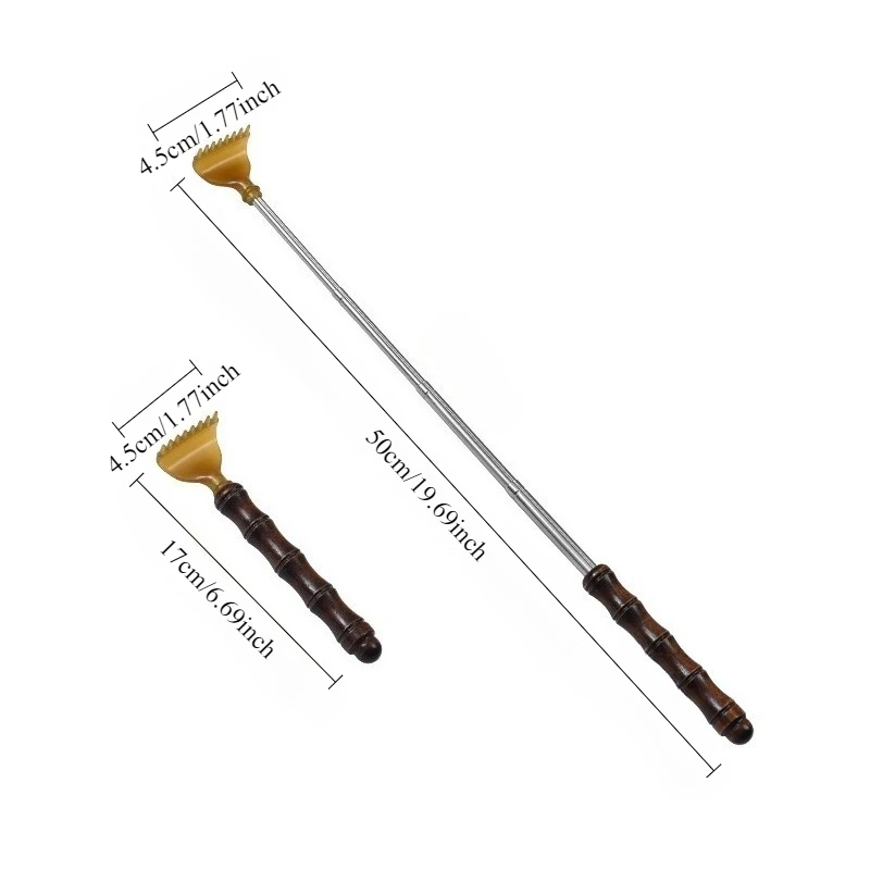 Telescopic back scratcher, mini back itching reliever, stainless steel scratch rake, portable self-use back scratcher