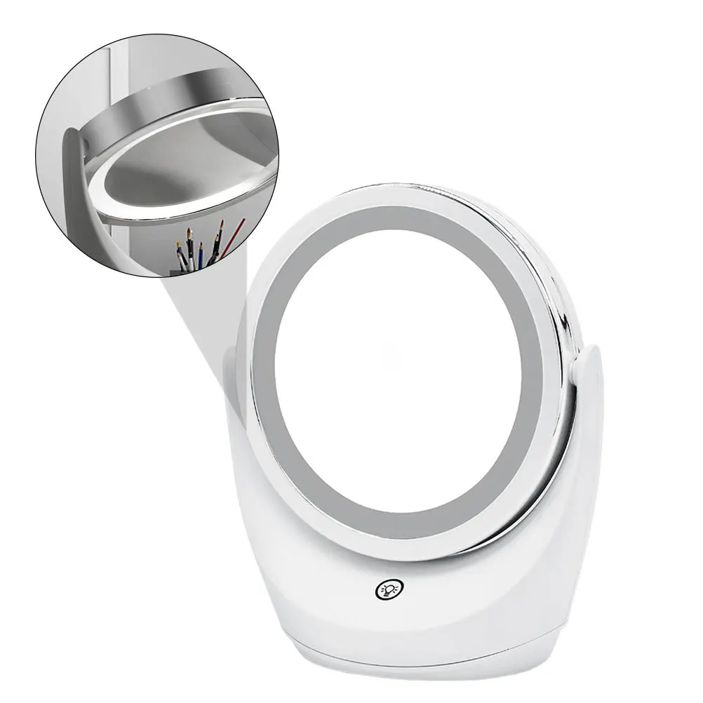 Espejo de maquillaje LED con atenuación y brillo ajustable, reflejo suave de HD, tocador de escritorio, espejo para dormitorio de mujer