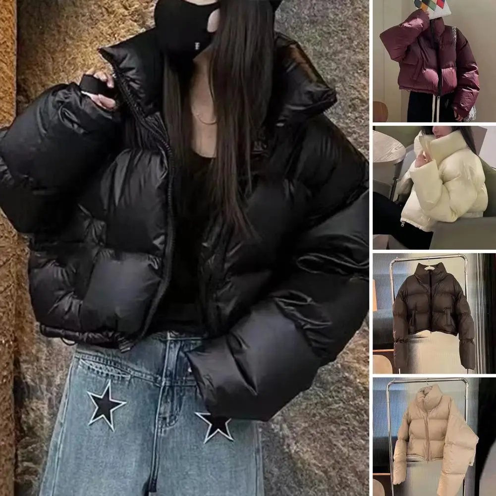 2023 Kurze Daunen-Baumwolljacke für Damen, Schwarz, neue lässige, verdickte und schlankmachende Baumwolljacke, Brotjacke