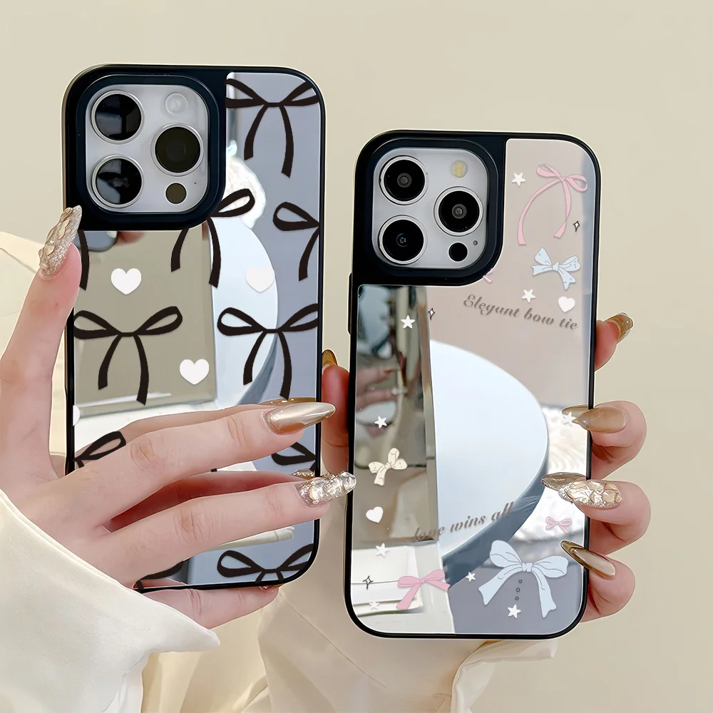 เคสโทรศัพท์ลายการ์ตูนสัตว์แมวน่ารักพร้อมกระจก สำหรับ iPhone 16 Pro, iPhone 14, 13, 15, 11, 12, 17 Pro Max เคสซิลิโคนนิ่มกันกระแทก