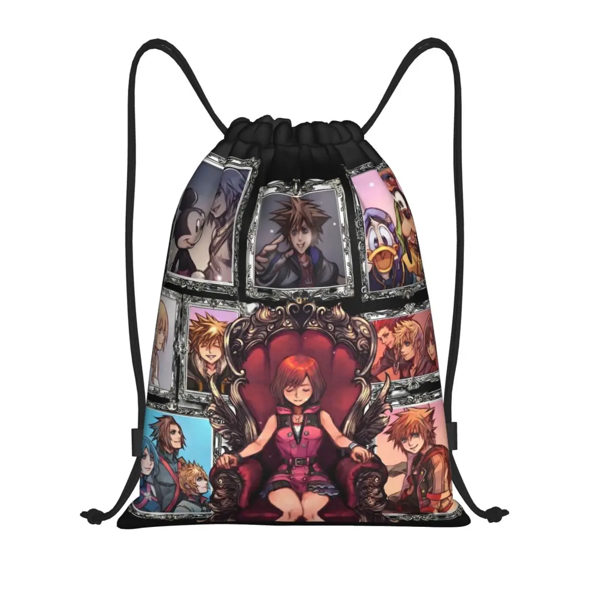 Mochila personalizada Kingdom Hearts Dream Drop Distance con cordón, bolsa de gimnasio deportiva para hombres y mujeres, mochila de compras Sora y Riku