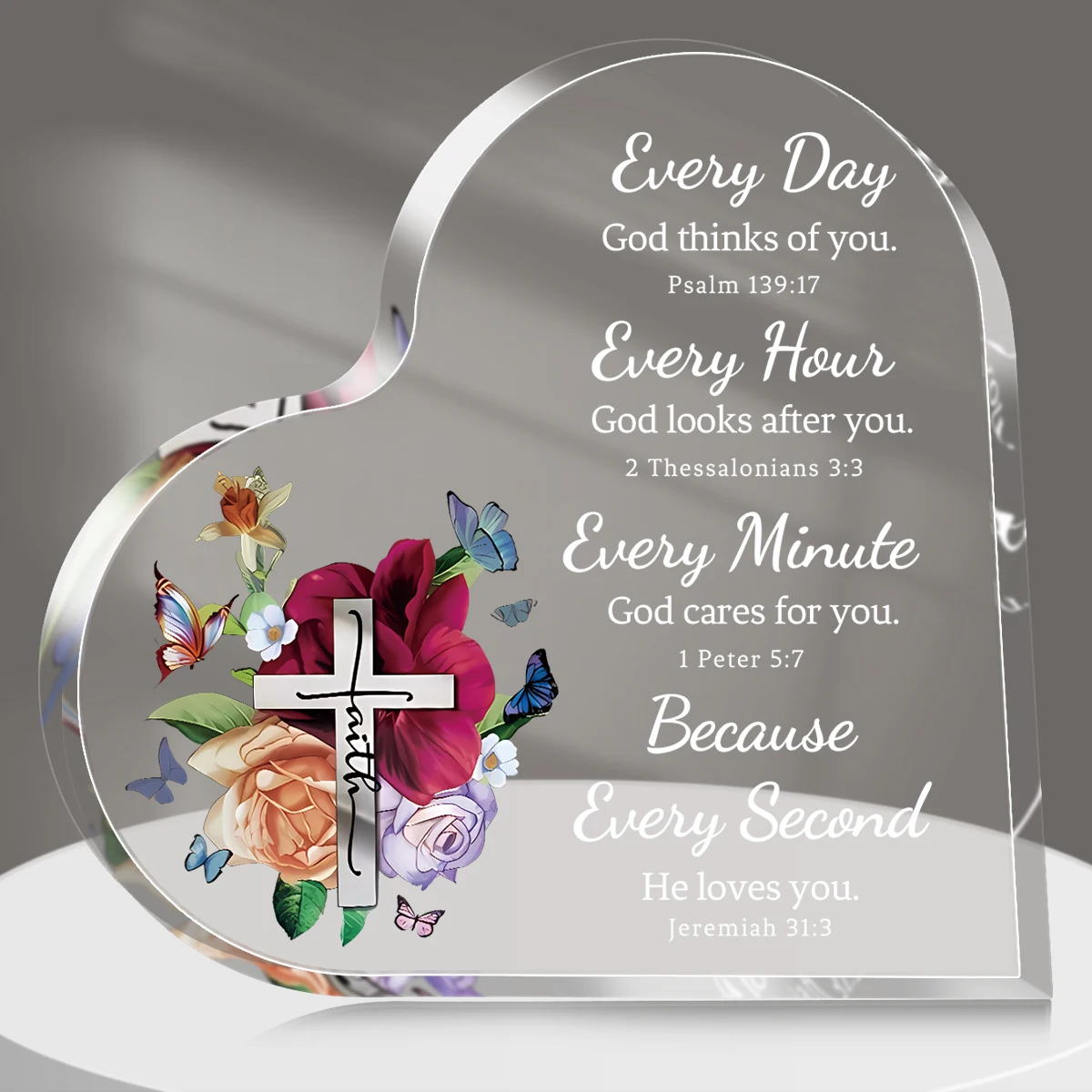 Acrylic Heart Plaque Bible Verse with Inspirational Thoughts and Prayer Religious Gift for Women Scripture Gift with Bible Verse