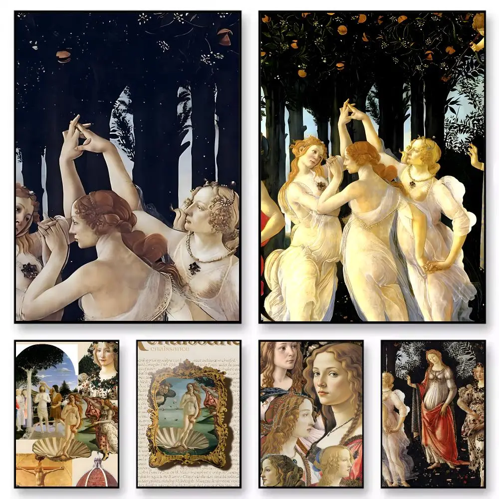 Sandro Botticelli poster Nordic style room wall decoration self-adhesive HD waterproof AFE bar