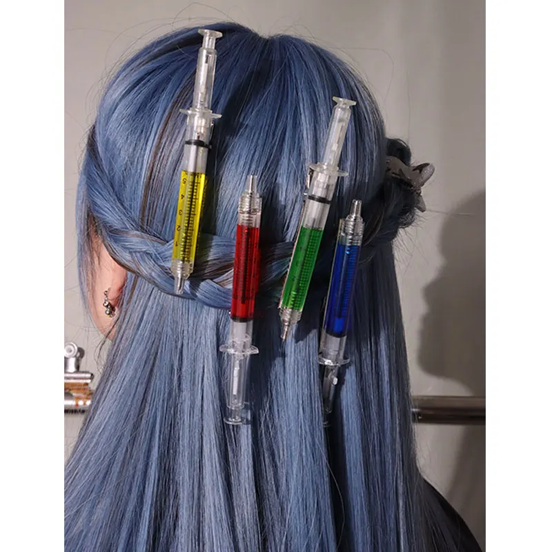 Harajuku Punk  Syringe Bangs Side Clip Hair Clips For Women Funny Hip Hop Cool Geometric Y2K Hair pin Hair Accessories Jewelry