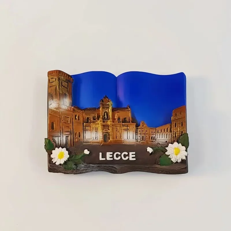 Italian Lecce Cathedral Square Architecture Tourism Commemorative Crafts Creative Books Painting Magnetic Refrigerator Stickers