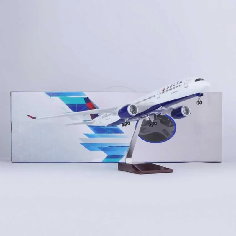 2024 New 1/142 Scale 47CM Airplane 350 A350 Delta Airline Model LED Light & Wheel Landing Gear Plastic Resin Plane Model Toy