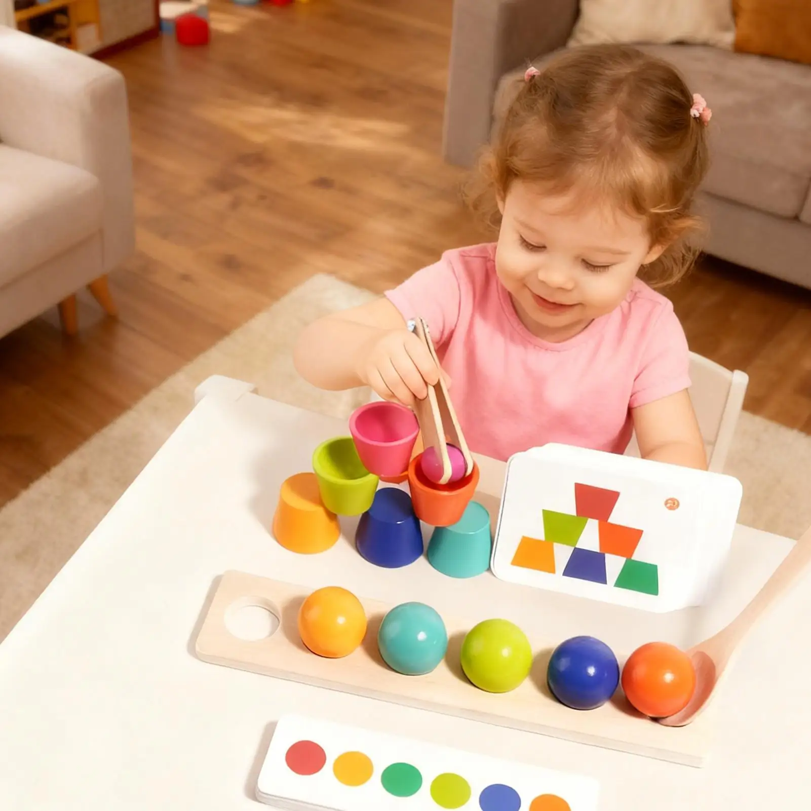 Jouets de tri des couleurs, tasse et balle, jeu éducatif, Clip de perles, ensemble de tri de moteur fin pour garçons et filles âgés de 3 ans, pépinière préscolaire à domicile
