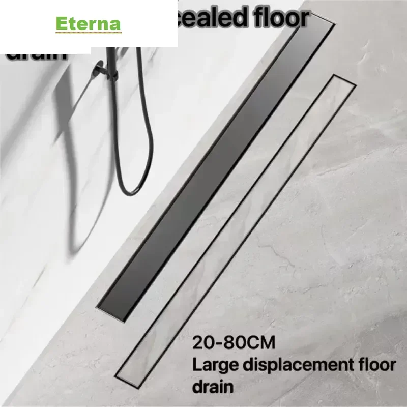 Gun Gray Hidden Long  304 Stainless Steel Bathroom Toilet Insect Proof And Odorproof Large Displacement