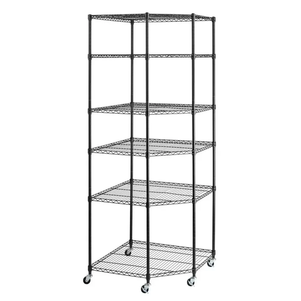 Corner Heavy Duty Wire Steel 6 Tier Corner Shelf Garage Storage Shelving Rack