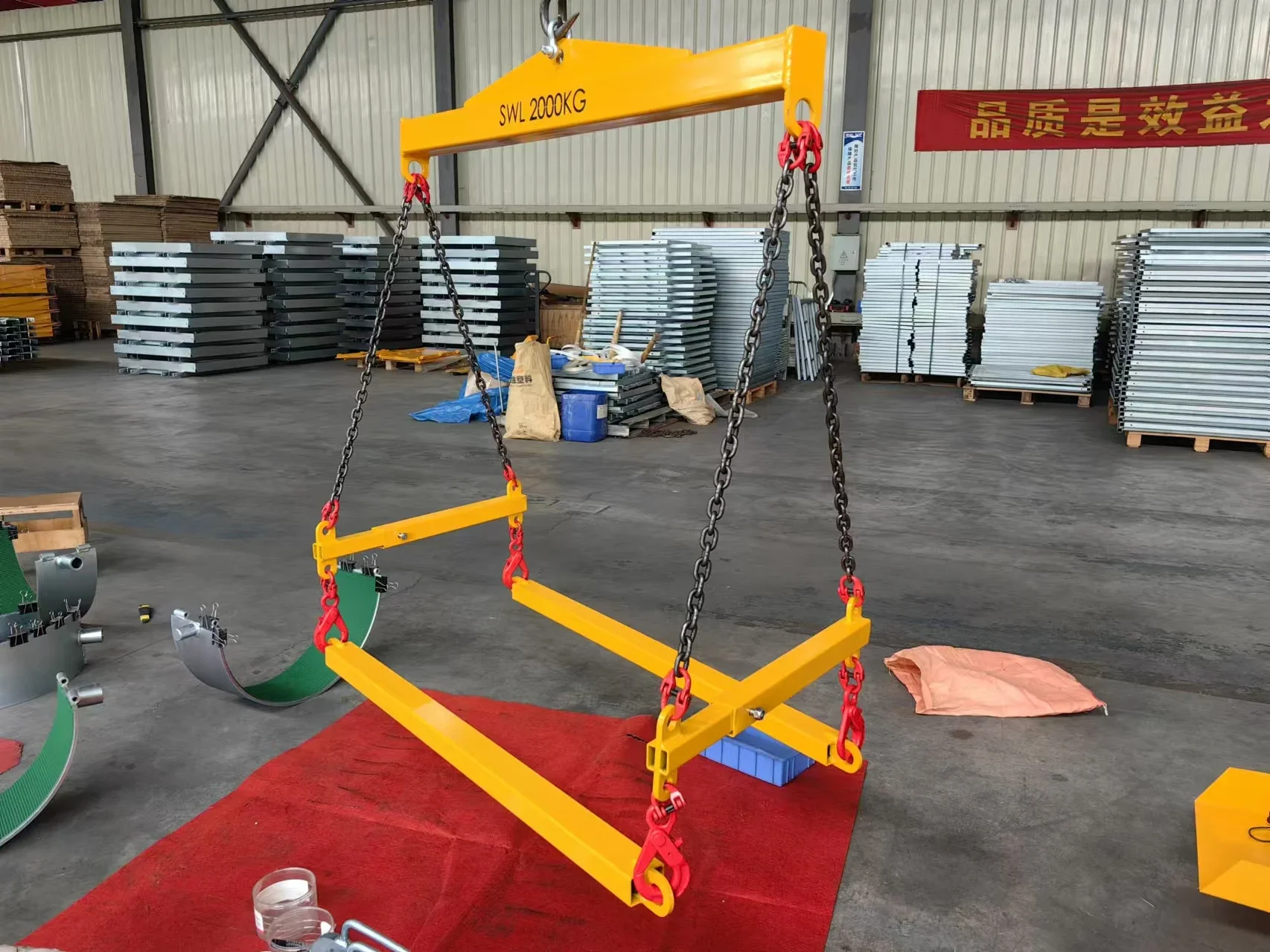2 ton container pallet elevator lifting chain spreader beam latch lock hook lifting fork material handling tool