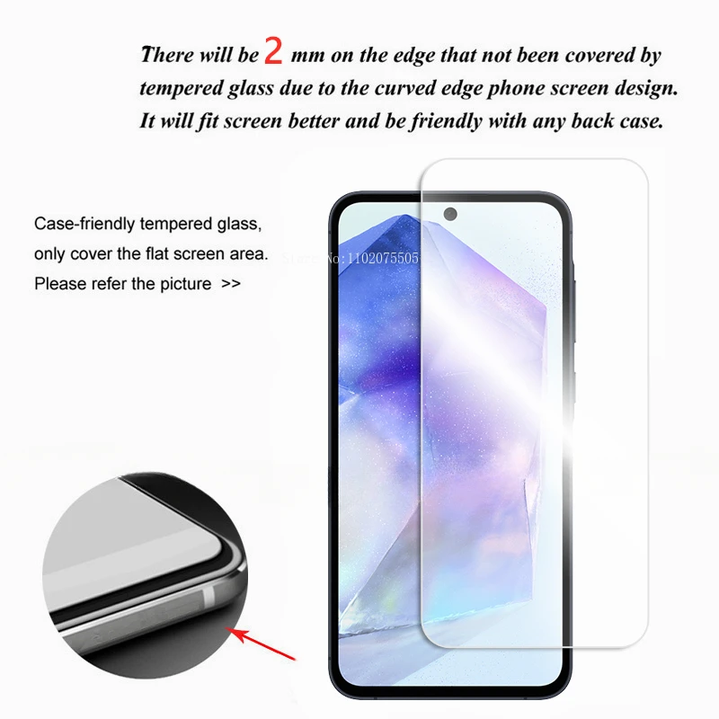 4PCS Screen Protector For Samsung Galaxy A55 Tempered Glass Samsung Galaxy A05 A05S A15 A25 A35 A55 5G Protective Screen Glass