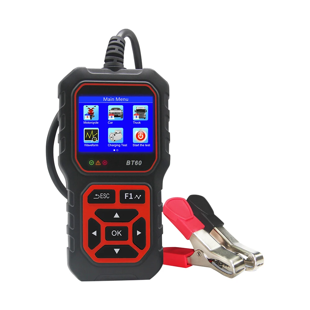 12V/24V BT60 Automotive Battery Tester Digital Auto Battery Analyzer Charging Cranking Tester for Car Truck Motorcyle Vehicle RV