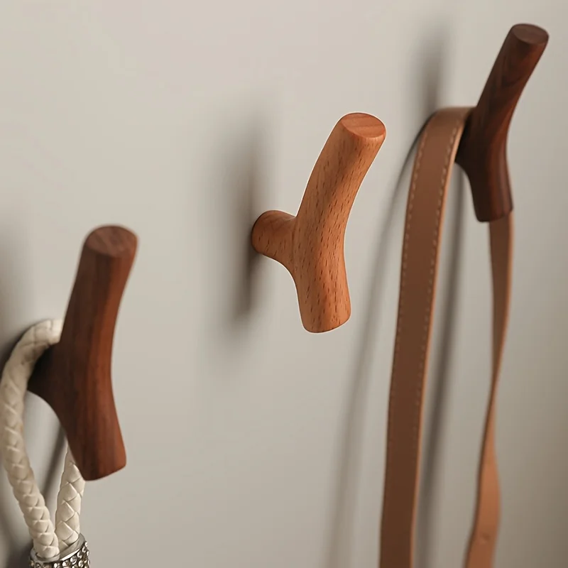 1 Stück Zweigförmiger Badezimmerhaken, Vintage Massivholz Wandhaken, Rustikaler Dekorativer Holz-Klebehaken Schlüsselhaken, Kleiderhaken