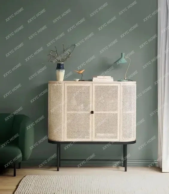 TT Modern Commerical Hotel Furniture Rattan Wicker Events Wedding Wooden Cane Sideboard Wood Metal Rattan Side Board