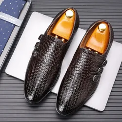 Luxury Men Dress Shoes Fashionable Metal Buckle Oxford Shoes Men Business Dress Shoes High Quality Men Party Shoes