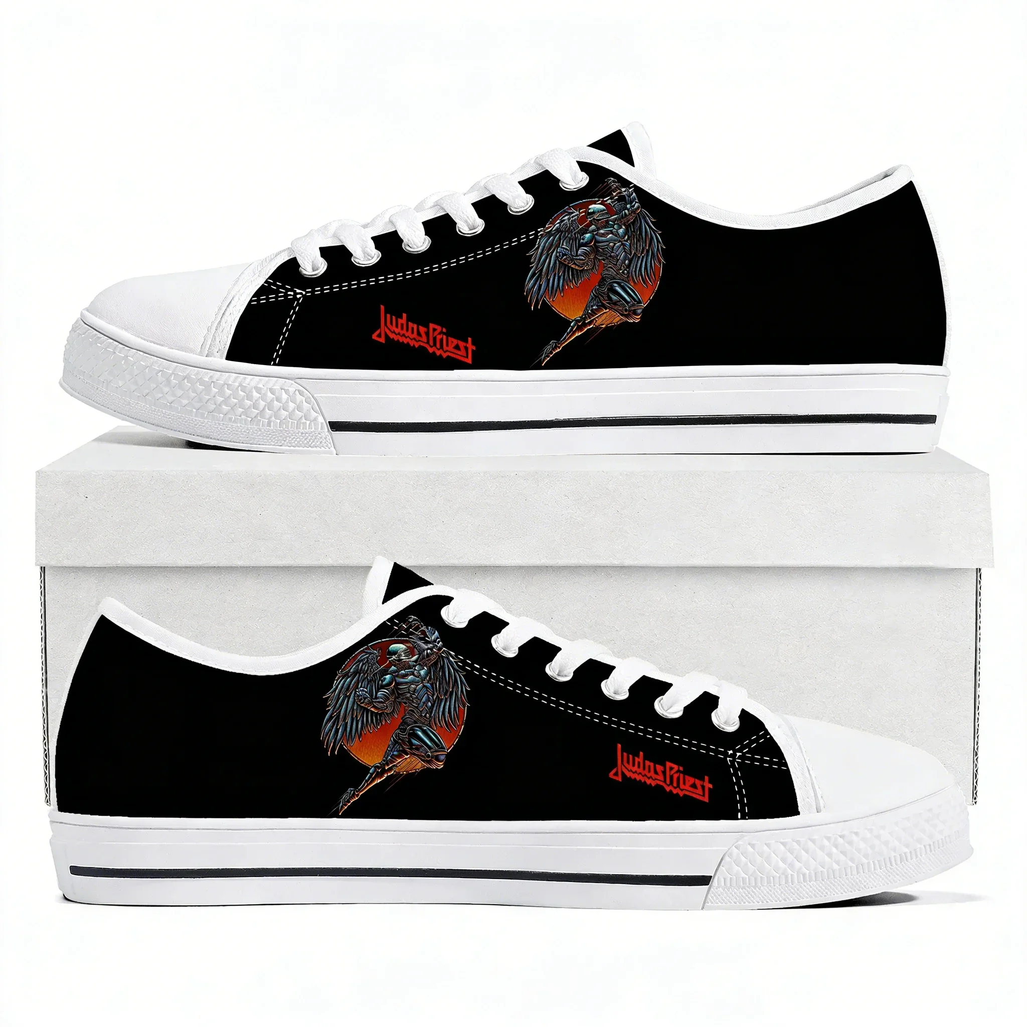 

Кроссовки Judas Priest Low Top высокого качества для мужчин, женщин и подростков, повседневная обувь из канваса, модные узоры, обувь на заказ