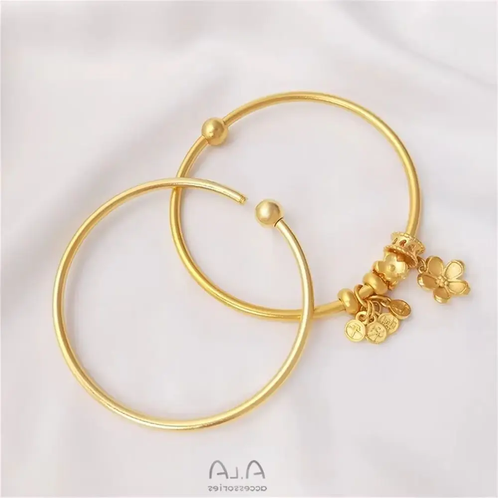 

Vietnam strong color gold with open screw universal bracelet DIY string big hole transfer bead pendant ancient method bracelet