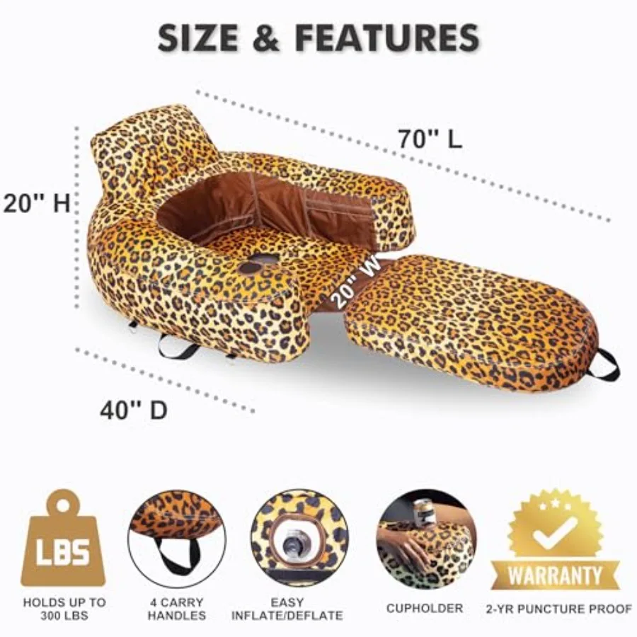 Pool lounger inflatable floats for pool, lake, river use; heavy-duty fabric raft with 2-in-1 convertible chair design; availabl