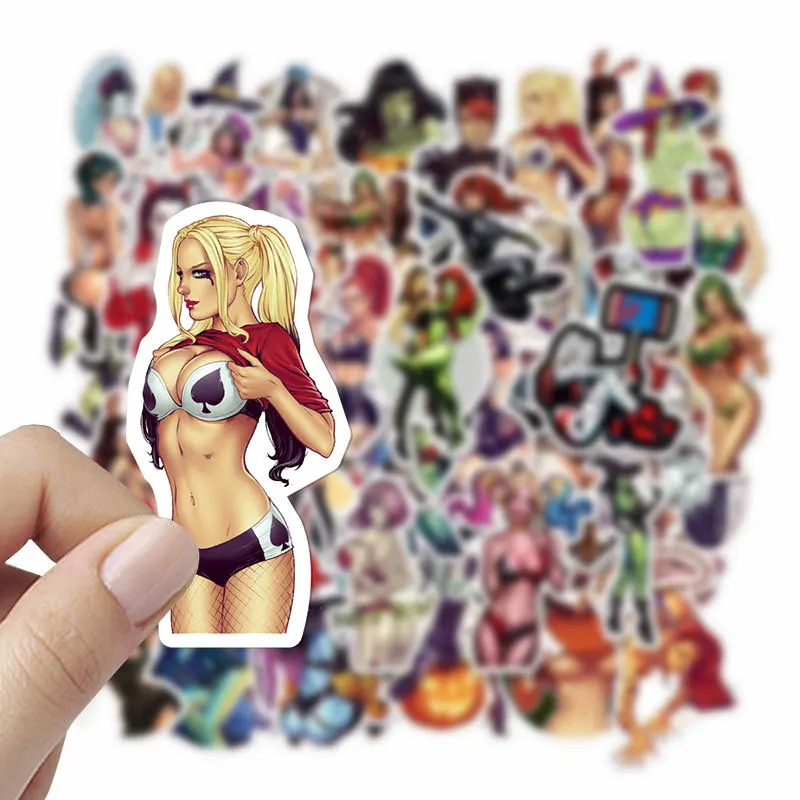 50Pcs Adult Anime Sexy Waifu Hentai Stickers Suncensored DIY Phone Motorcycle Notebook Guitar Car Wall Cartoon Sticker Toy