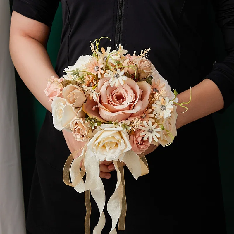 Wedding Bouquet  Wedding Suit Corsage Wrist Flowers Full Set of Simulated Flowers