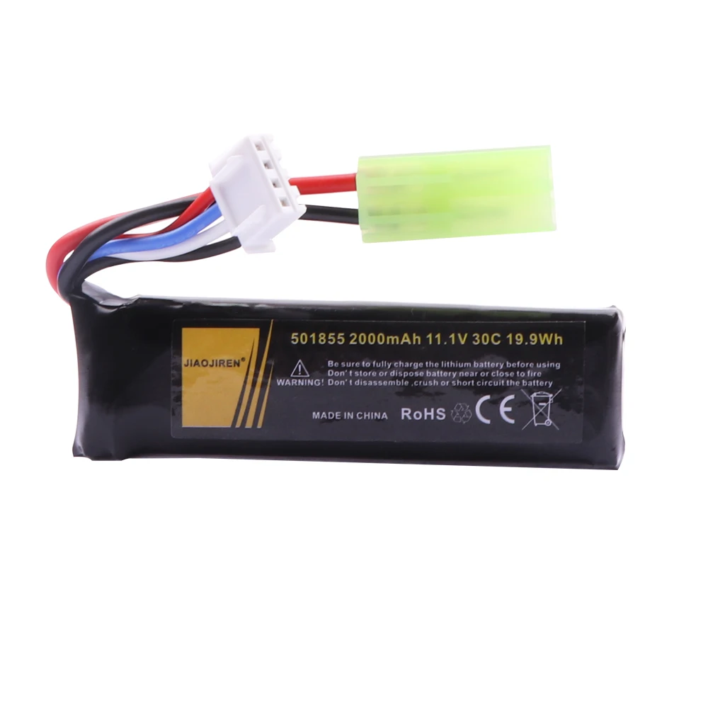 501855 11.1V 2000mAh 3S batteria Li-po per pistola per giocattoli ad acqua/parti automatiche di Paintball Rifle