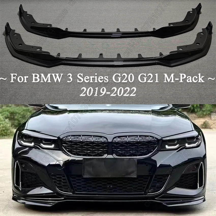 Накладка-диффузор на передний бампер для BMW 3 серии G20 G21 M-Pack 320i 330i M340i xDrive 2019-2022, защита бампера, элементы обвеса