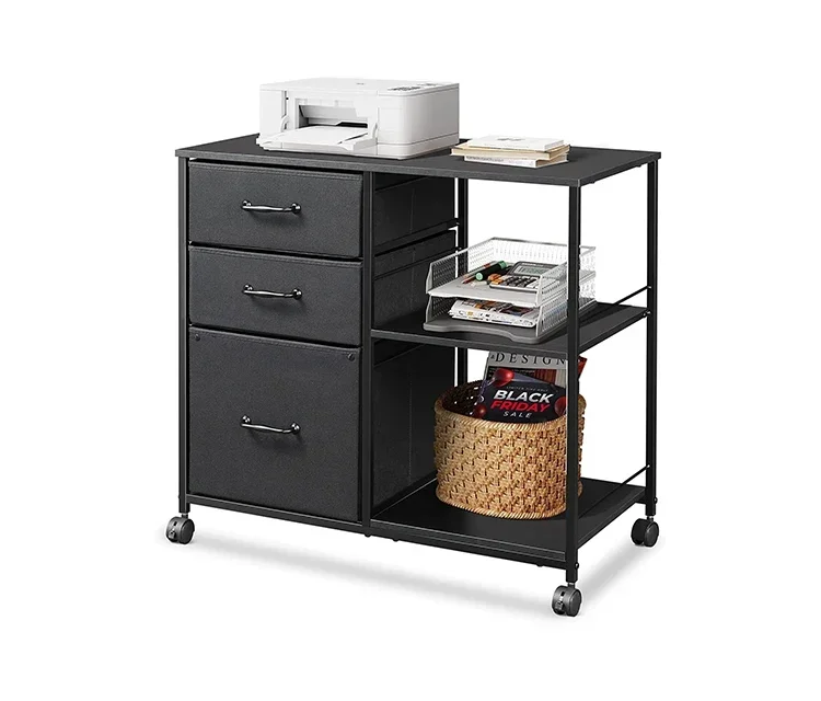 Drawer Mobile File Cabinet Rolling Printer Stand with Open Storage Shelf Fabric Lateral Filing Cabinet Fits A4