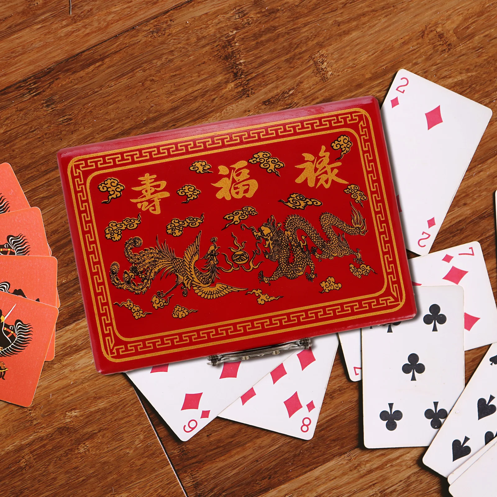 

Vintage Style Storage Box Large Capacity Sturdy Container Handle Portable Mahjong Holder Transparent Mahjong Case Tiles