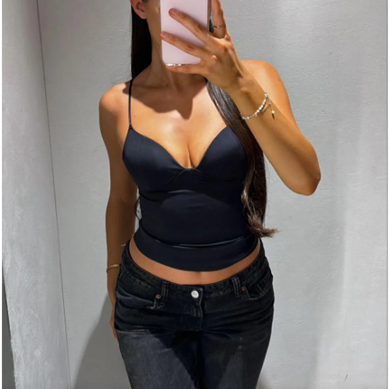 MUJER Sexy Corset Top Women Backless Bra Crop Top Woman Tanks & Camis Slip Tops for Women Sleeveless Bustier Tops Women Camisole