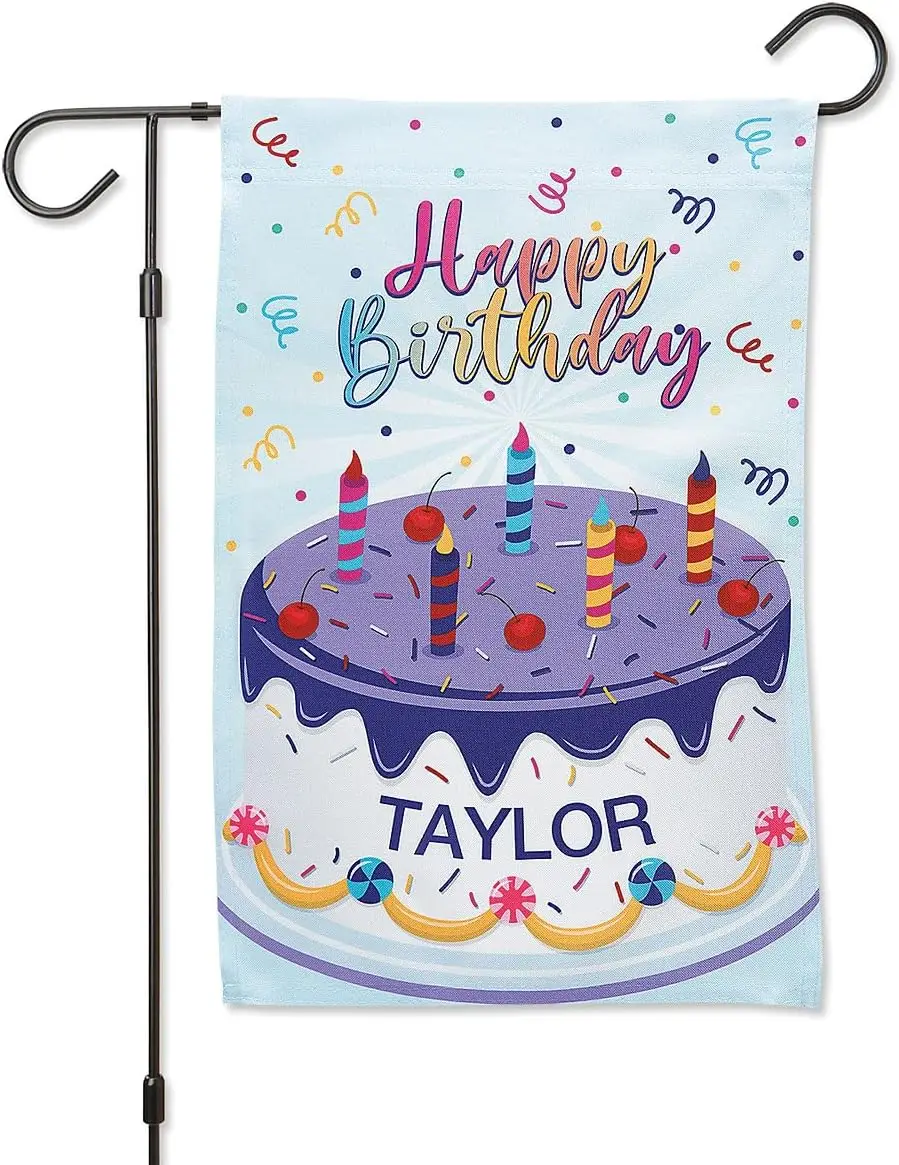 Happy Birthday Personalized Name Garden Flag - Kids Celebration Sign, Custom, Single-Sided, Weather Resistant, Decor Outdoor Yar