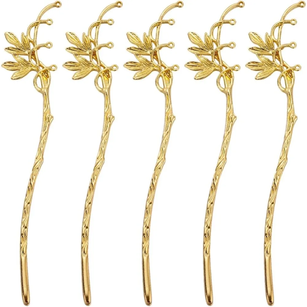 

6Pcs Alloy Bookmark Flower Hairpin Bookmarks Bulk Vintage Chinese Style Bamboo Leaves Metal Hair Sticks Hairpin Stripe