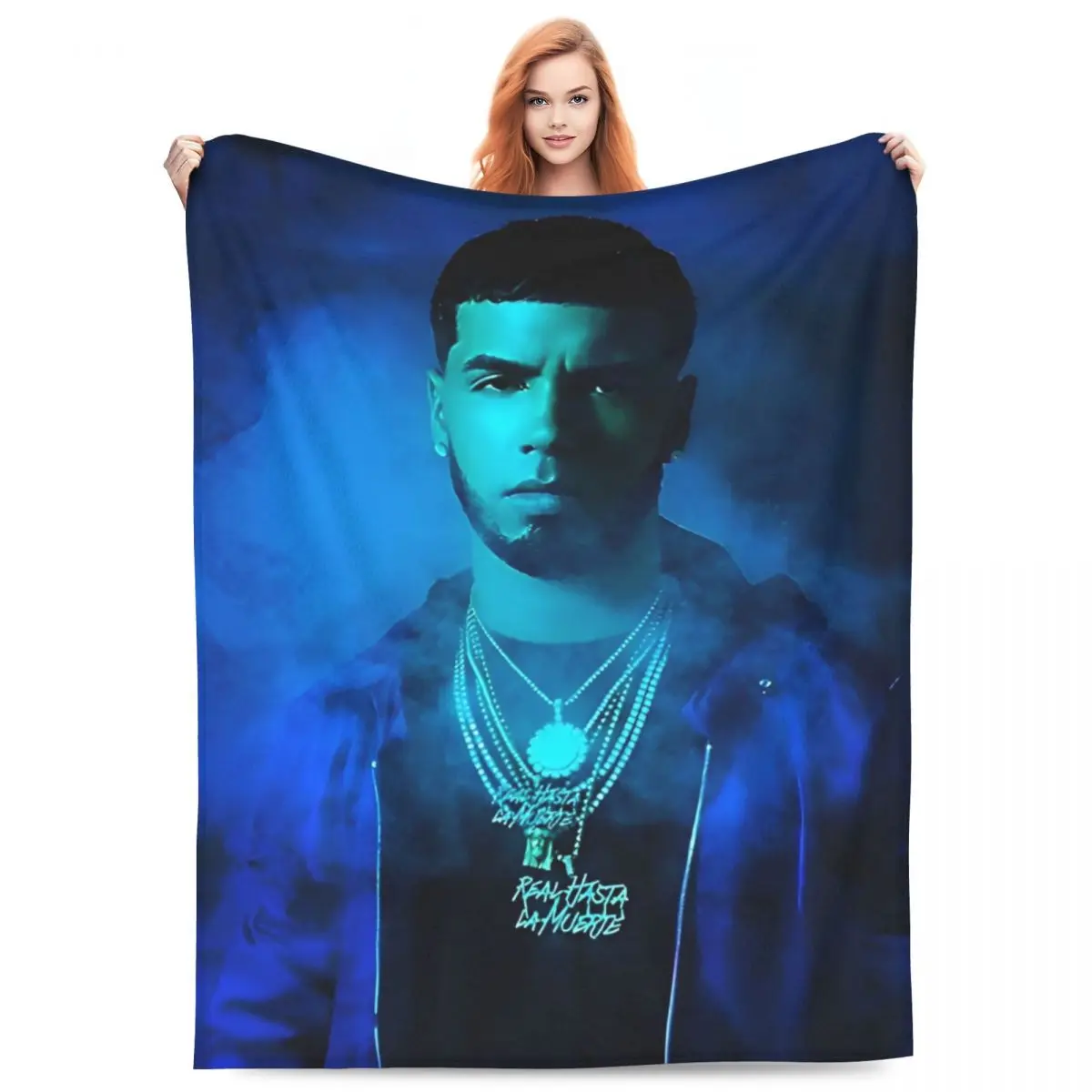 Rapper Singer Anuel AA Flannel Throw Blanket Latin Music Puerto Reggaeton Blanket for Home Lightweight Thin Bedding Throws