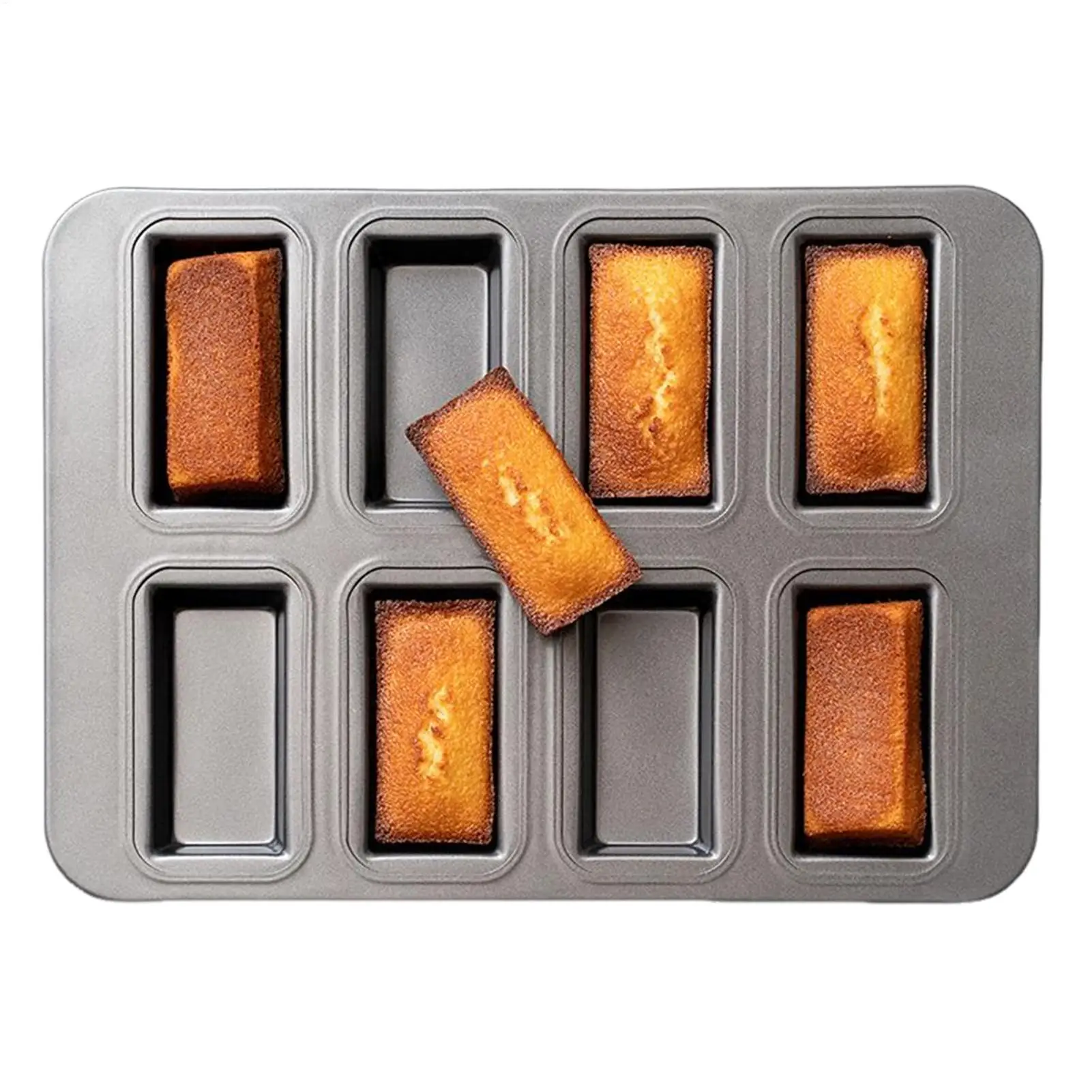 Carbon Steel Cake Mold Non-stick Baking Pan 8 Cavity Divided Rectangle Meat Tray For Muffin Brownies Cupcake Cheesecake