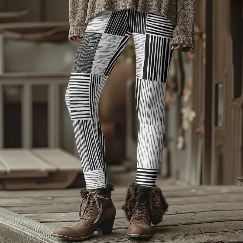 غير تقليدي Y2K طماق هندسية للنساء لينة بسط الشارع الشهير كتلة اللون الجوارب الشتوية السميكة لارتداء مع منصة الأحذية