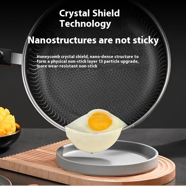 Professional Quality 316 Stainless Steel  Cookware Non-Stick Honeycomb 26-28cm Round Frying Pan for Cooking