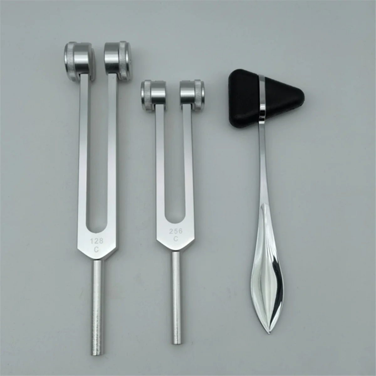 Neurological Tuning Fork, 128Hz+256Hz Silver, Aluminum Alloy Body Weighted Tuning Forks for Healing Chakra Set