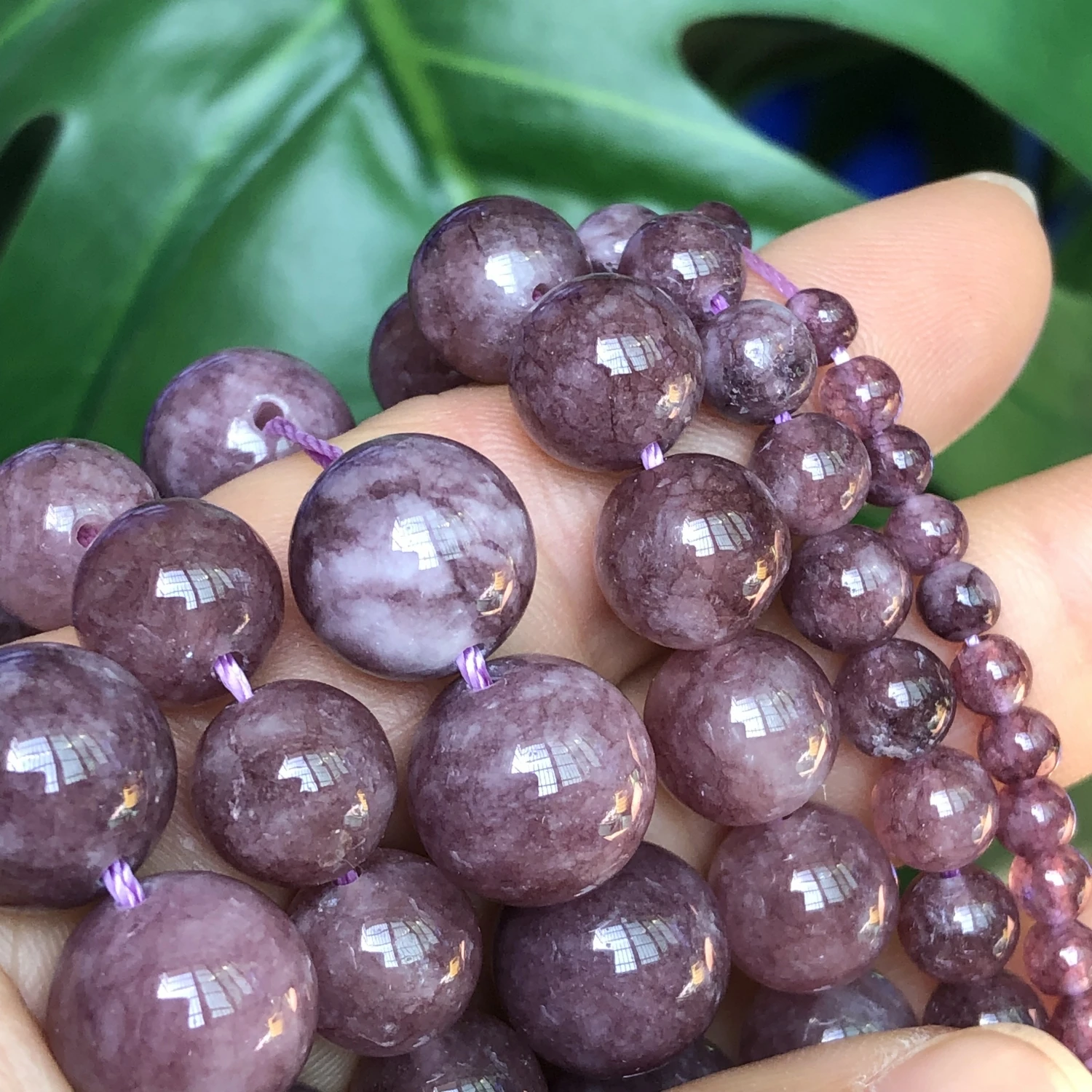 Natural Stone Purple Lepidolite Beads 4/6/8/10/12mm Round Loose Spacer Beads For Jewelry Making DIY Handmade Bracelet Necklace