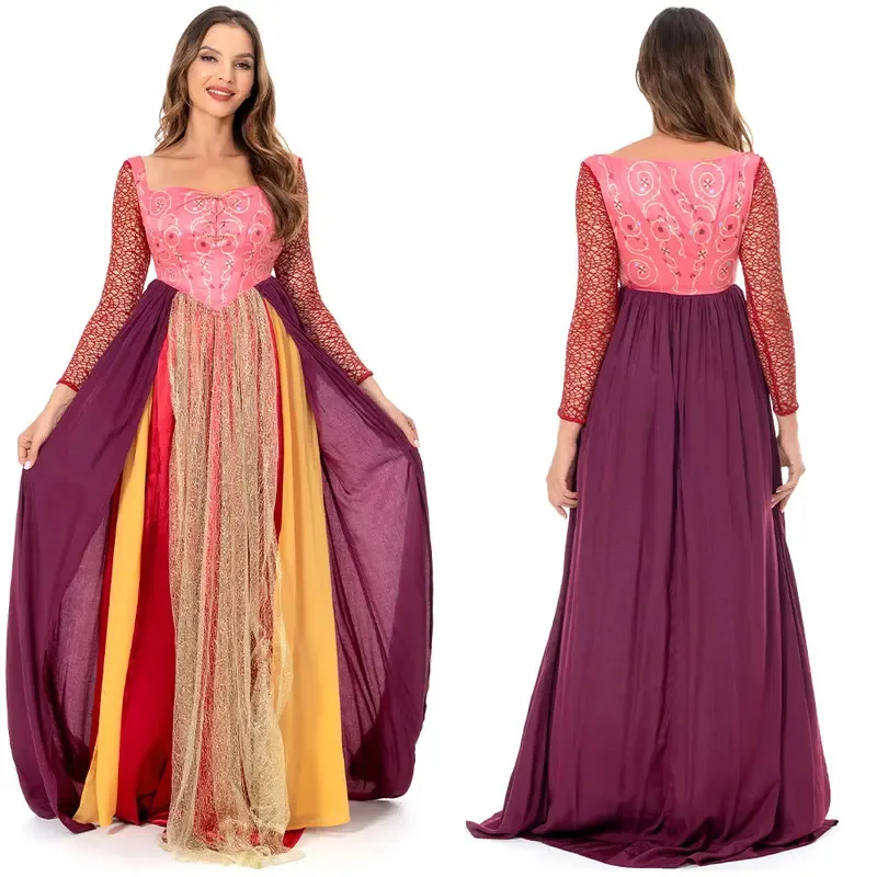 Sarah Sanderson-vestidos de fantasía para mujer, capa, peluca, película Hocus de bruja, disfraz de Pocus, ropa de fiesta de Halloween para mujer