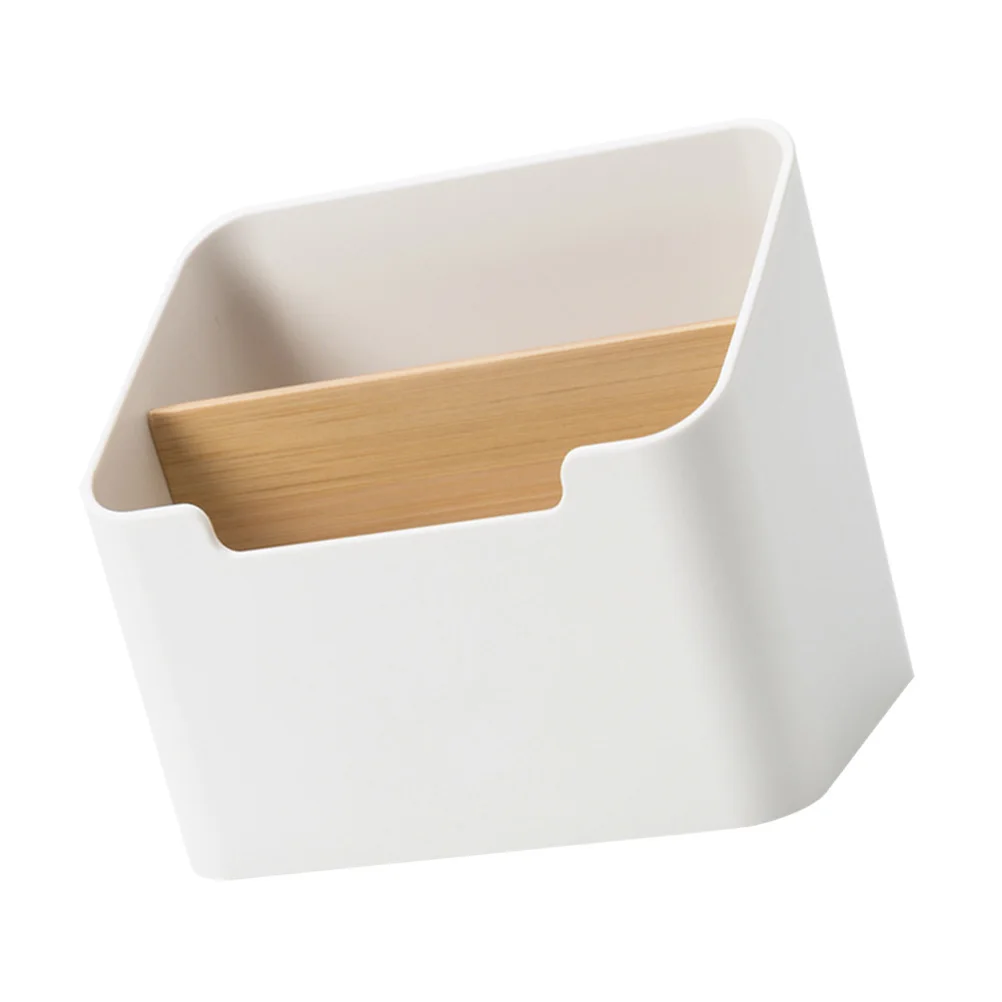 

Remote Control Storage Box White Desk Organizer Holder Eco Friendly Bamboo 2 Compartments Tidy Save Space Time Storage Boxes
