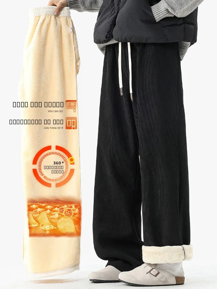 

Мужские повседневные брюки из вельвета Thiened, модные американские свободные прямые брюки, длинные брюки для спорта и отдыха, весенние теплые брюки