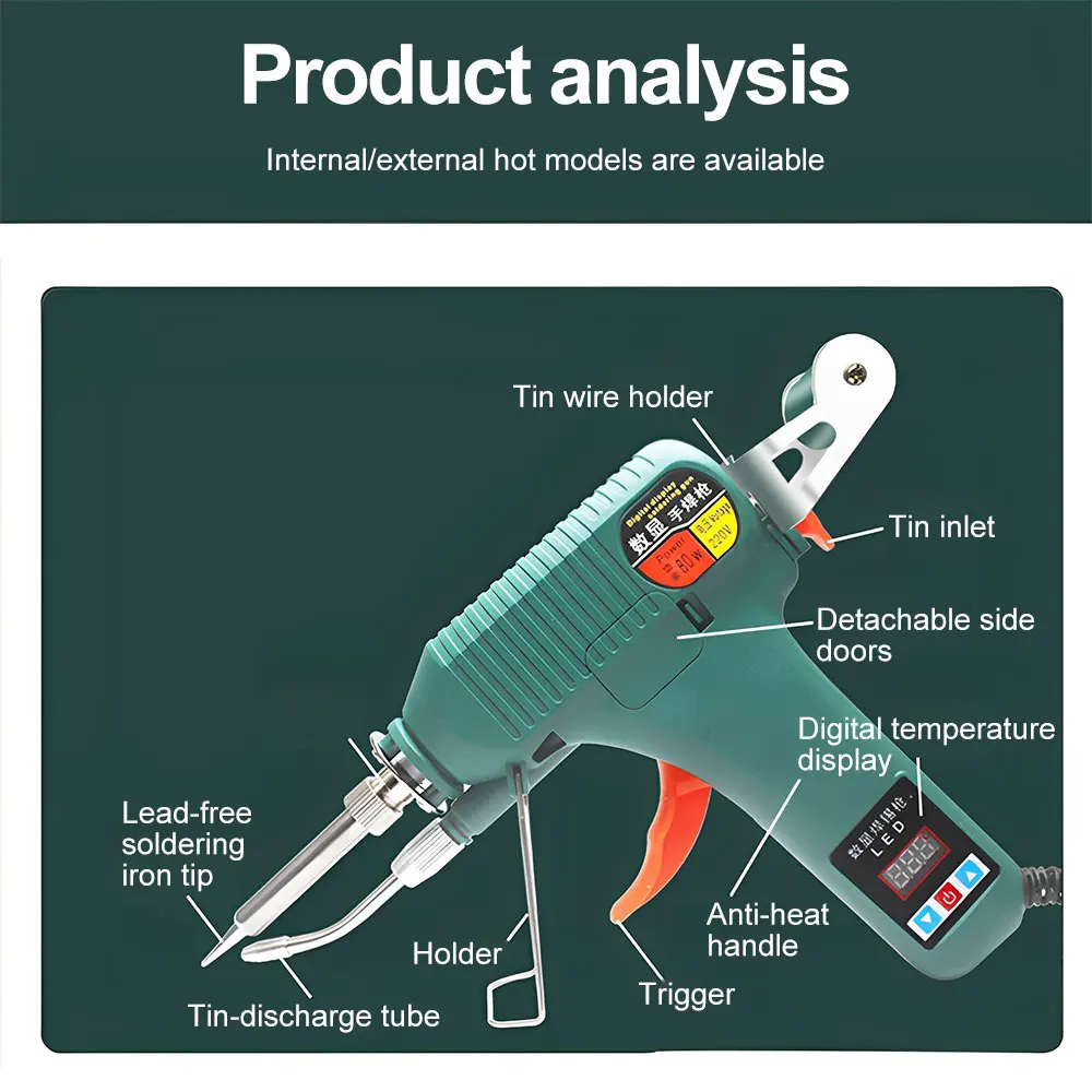 110V 220V 80W 120W Manual Soldering Iron Tip Tin Gun Internal Heat Electric Tin Welder Welding Machine Solder Gun Tool Set